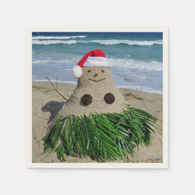 Serviette En Papier Joyeux Noël Mele Kalikimaka Sandman Snowman (Devant)
