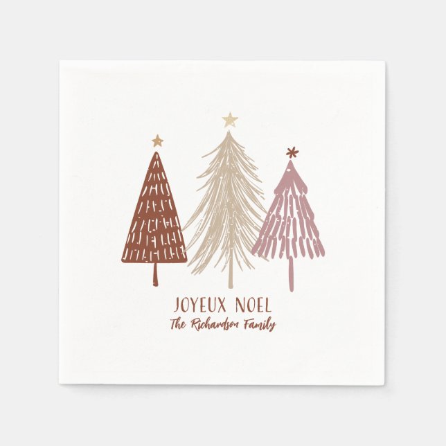 Serviette En Papier Joyeux Noel Merry Christmas Arbres de Fête Vacance (Devant)