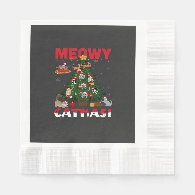 Serviette En Papier Joyeux Noël miaou (Devant)