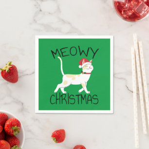 Serviette En Papier Joyeux Noël Miaou - Drôle de Noël