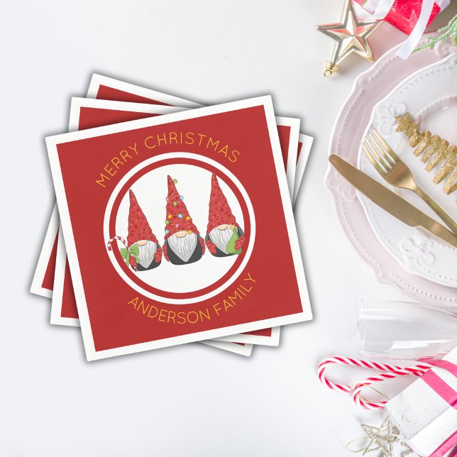 Serviette En Papier Joyeux Noël mignon Gnomes (Créateur téléchargé)