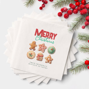 Serviette En Papier Joyeux Noël Mignons Gâteaux Fête de Cuisine de Fêt