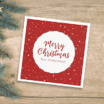 Serviette En Papier Joyeux Noël Minimaliste Simple Calligraphie Rouge<br><div class="desc">Ce design carte photo minimaliste simple comprend Noël rouge simple minimaliste, minimaliste moderne motif de flocon de neige, hivernal festif joli script de calligraphie, police de typographie fantaisie tendance, Noël de vacances classique nom de famille, Noël papier cocktail dînatoire, Noël fête de fête fournitures décoration, un design de flocon de...</div>