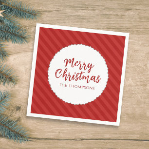 Serviette En Papier Joyeux Noël Minimaliste Simple Rayé Rouge 