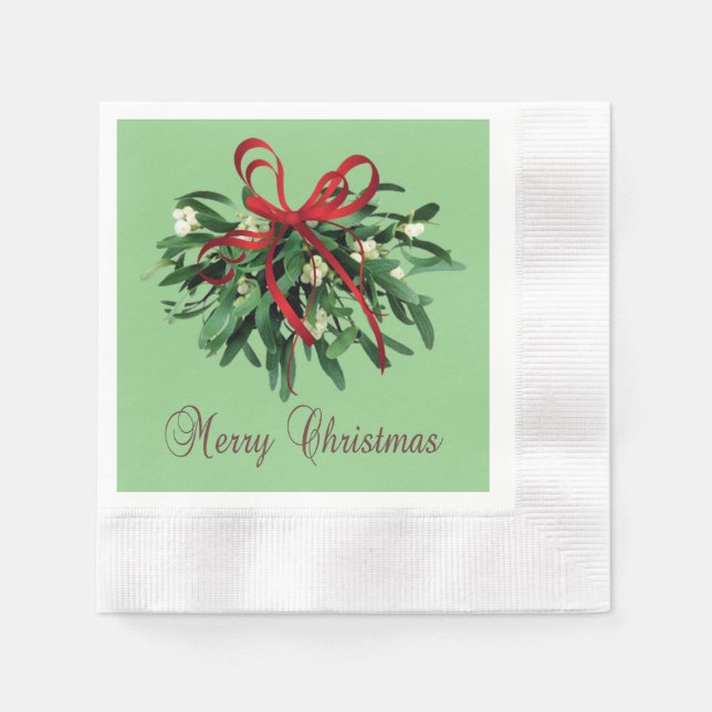 Serviette En Papier Joyeux Noël Mistletoe Papier serviettes moulées (Devant)