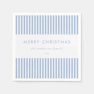 Serviette En Papier Joyeux Noël Modern Bandes Bleues