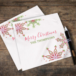 Serviette En Papier Joyeux Noël Moderne Cute Coloré Snowflakes