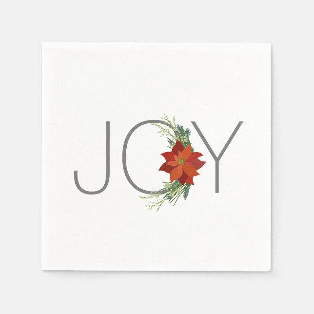 Serviette En Papier Joyeux Noël moderne roux poinsettia (Devant)