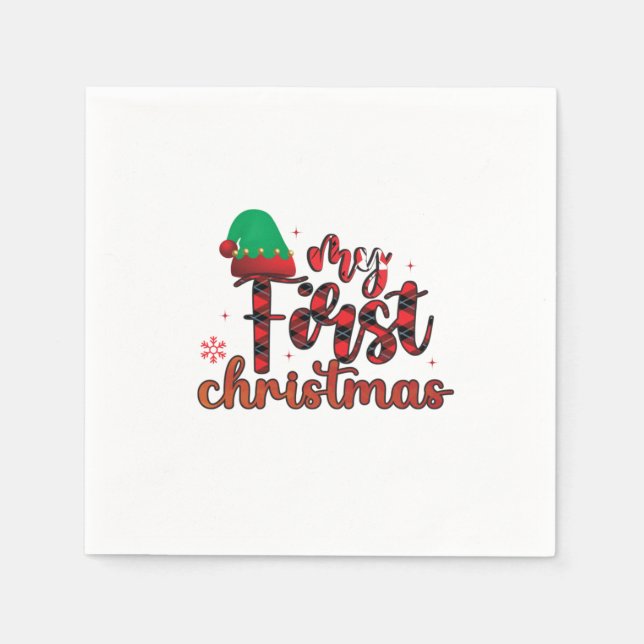 Serviette En Papier Joyeux Noël Mon premier Noël (Devant)