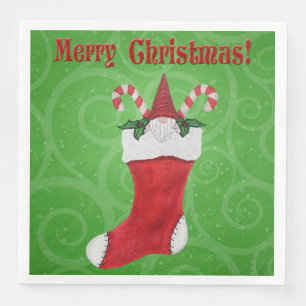 Serviette En Papier Joyeux Noël mou Gnome dans la tourmente verte de 