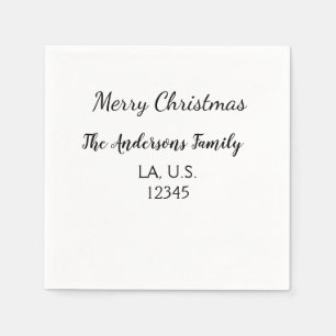 Serviette En Papier Joyeux Noël nom de famille adresse nom texte