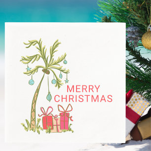 Serviette En Papier Joyeux Noël Palmier Tropical Coastal