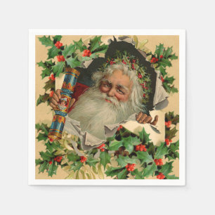 Serviette En Papier Joyeux Noël Père Noël classique antique