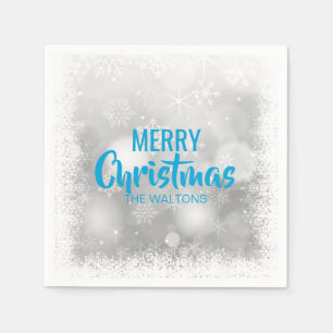 Serviette En Papier Joyeux Noël personnalisé de flocons de neige