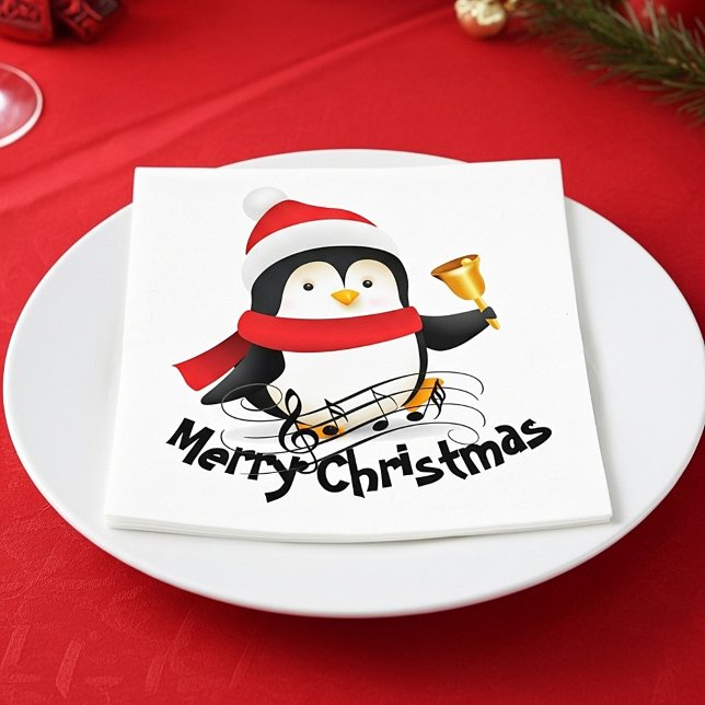Serviette En Papier Joyeux Noël pingouin  (Créateur téléchargé)