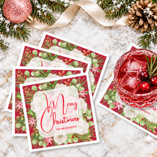 Serviette En Papier Joyeux Noël Poinsettia