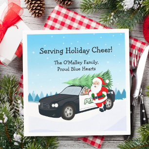 Serviette En Papier Joyeux Noël Policier PD Officier de police Santa V