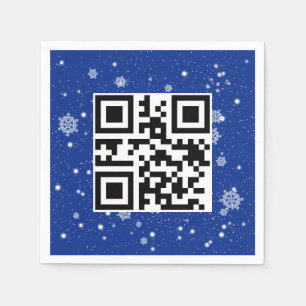 Serviette En Papier Joyeux Noël QR Code sur les flocons de neige