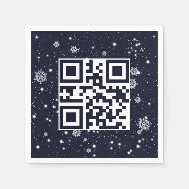 Serviette En Papier Joyeux Noël QR Code sur les flocons de neige (Devant)