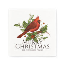 Joyeux Noël Red Cardinal Holly Personnalisé