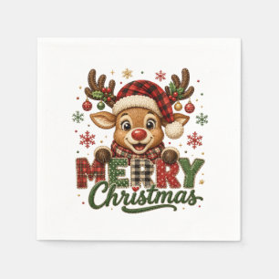 Serviette En Papier Joyeux Noël Renne Mignon