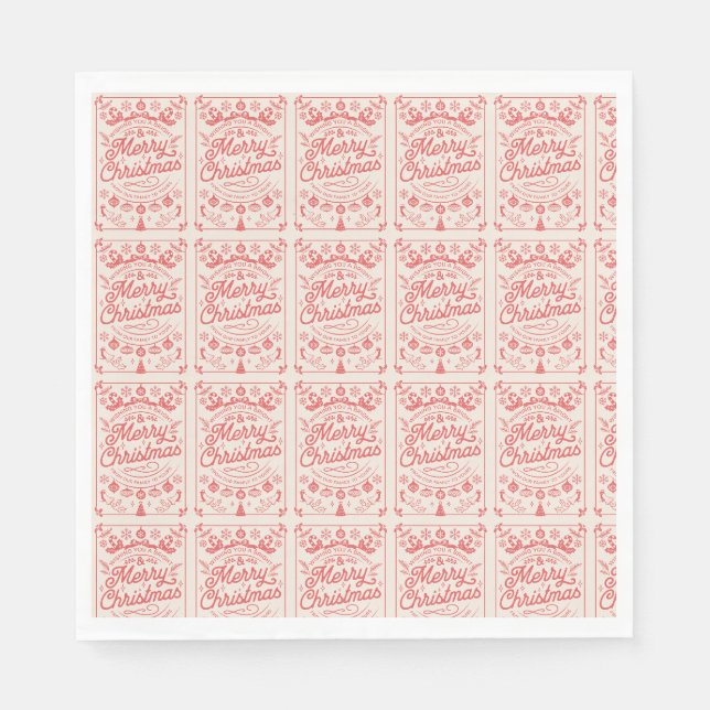 Serviette En Papier Joyeux Noël Retro (Devant)