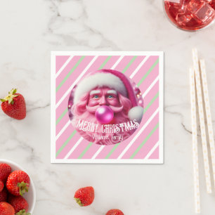 Serviette En Papier Joyeux Noël rose bulle gomme   Nom de fichier pers