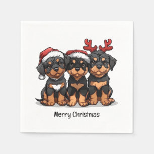 Serviette En Papier Joyeux Noël Rottweiler Chien Père Noël