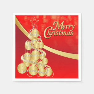 Serviette En Papier Joyeux Noël rouge et or