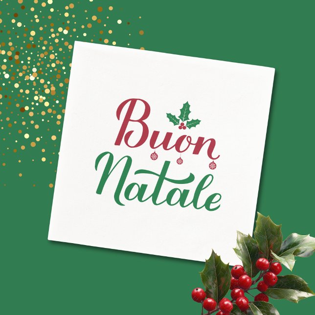 Serviette En Papier Joyeux Noël Rouge et Vert Noël  (Créateur téléchargé)