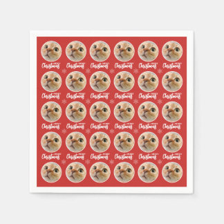 Serviette En Papier Joyeux Noël rouge une photo de cercle