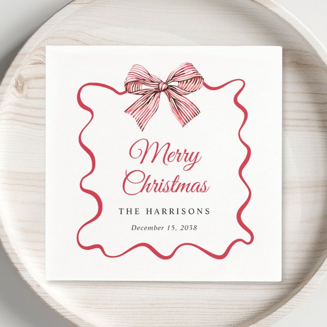 Serviette En Papier Joyeux Noël Ruban Coquette (Merry Christmas Coquette Bow Napkins
)