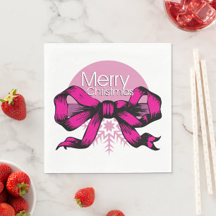 Serviette En Papier Joyeux Noël Ruban Rose