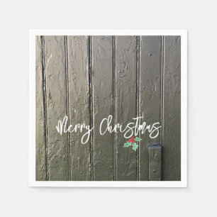 Serviette En Papier Joyeux Noël rustique Holly Black Grange ferme de p