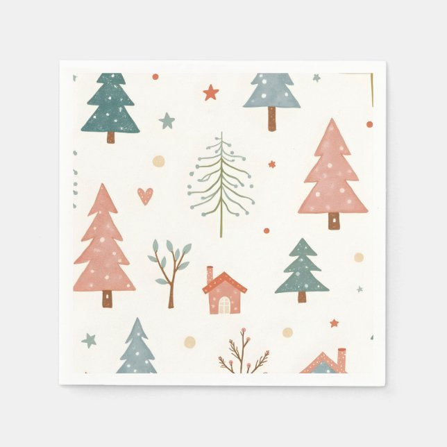 Serviette En Papier Joyeux Noël! Serviettes de Noël. (Devant)