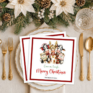 Serviette En Papier Joyeux Noël serviettes drôles de vache ludiques de