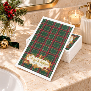 Serviette En Papier Joyeux Noël Tartan Vert