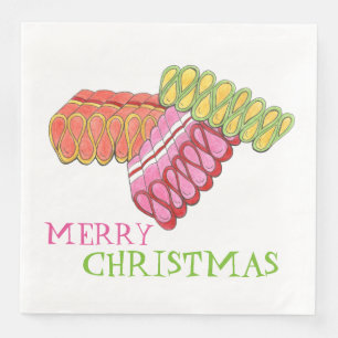 Serviette En Papier Joyeux Noël Vacances Classique Ruban Candy