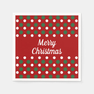 Serviette En Papier Joyeux Noël Vacances Points Rouges 