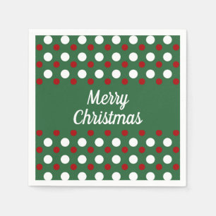Serviette En Papier Joyeux Noël Vacances Vert Rouge Pois