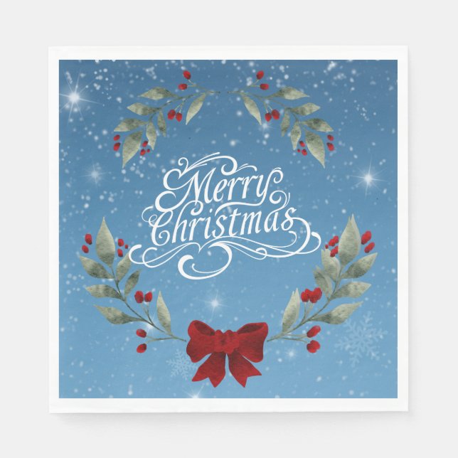 Serviette En Papier Joyeux Noël Verset de la Bible (Devant)
