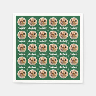 Serviette En Papier Joyeux Noël vert une photo de cercle