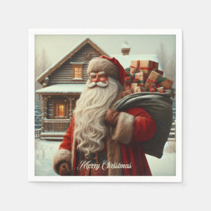 Serviette En Papier Joyeux Noël vintage Père Noël