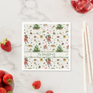 Serviette En Papier Joyeux Noël Vintage Santa Personnalisé