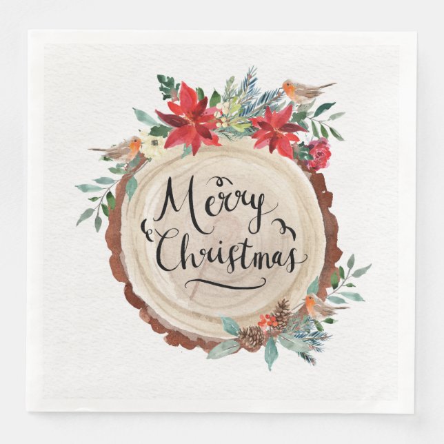 Serviette En Papier Joyeux Noël/Yule Journal Conception de vacances (Devant)