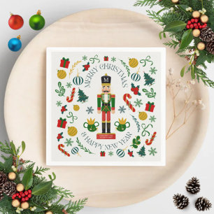 Serviette En Papier Joyeux noisette de Noël monogramme personnalisé