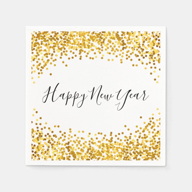 Serviette En Papier Joyeux Nouvel An Gold Confetti Holiday Napkin (Devant)