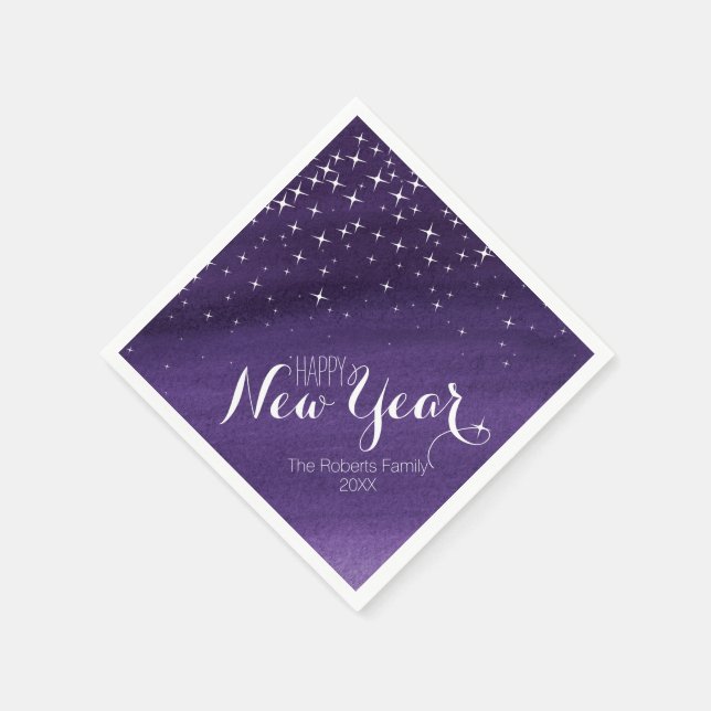 Serviette En Papier Joyeux Nouvel An starry nuit violet serviettes per (Coin)