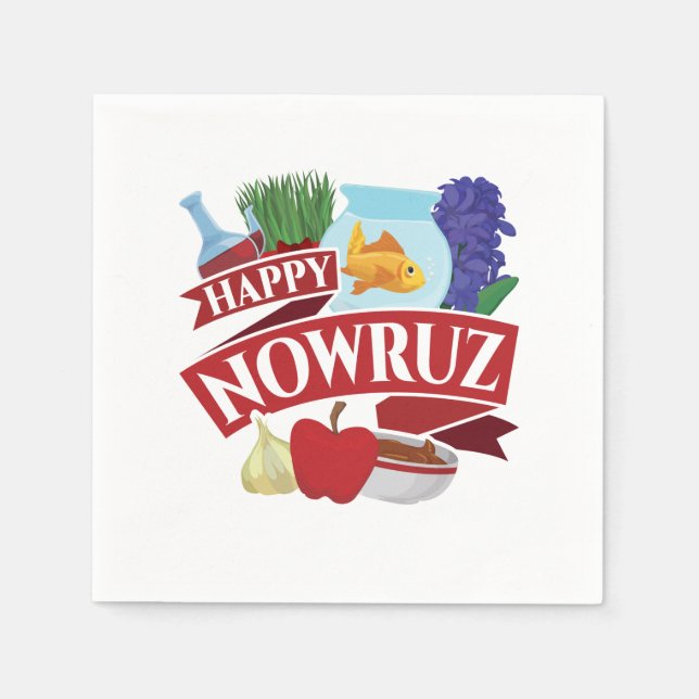 Serviette En Papier Joyeux Nowruz Nouvel An persan (Devant)