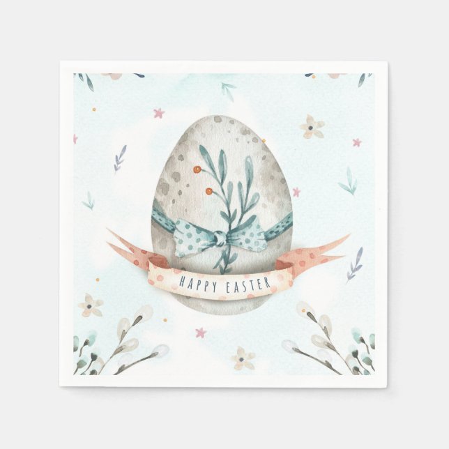 Serviette En Papier Joyeux oeuf de Pâques (Devant)